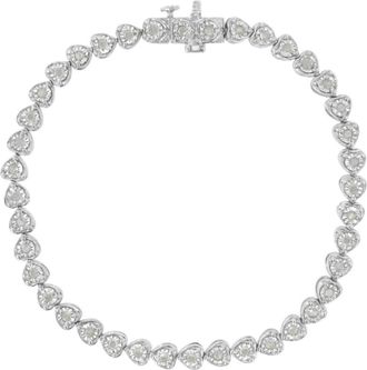 House of Brilliance Silver 1.0 Cttw Miracle Set Diamond Heart-Link Tennis Bracelet at Nordstrom