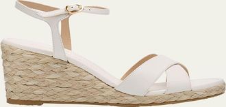 Stuart Weitzman Dayna Leather Crisscross Espadrille Sandals