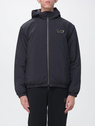 Emporio Armani Technical Fabric Windbreaker Jacket with Hood and Contrast Logo