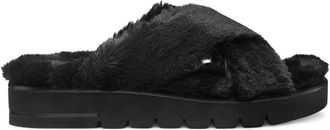 Stuart Weitzman Roza Lift Sandals Womens B Black Faux Shearling Slide RHS4049