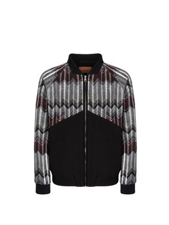 Missoni Wool-Blend Bomber Jacket With Zigzag Insert