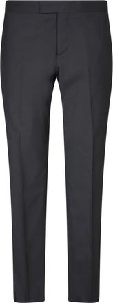 Lardini Zwarte wollen broek met zijgesp - Heren - Slim Fit Broeken - Zwart - XL - Wol - Broeken