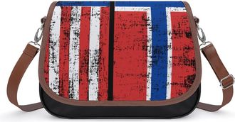 Generic Norwegian Flag And USA Flag Small Womens Crossbody Bags Shoulder Handbag with Adjustable Strap for Travel