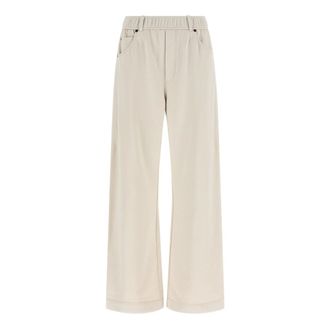 Brunello Cucinelli Track Joggers - female - Brunello Cucinelli - Wide Trousers - Beige - S - Trousers