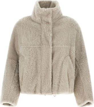 Brunello Cucinelli Jack met hoge hals van shearling - Dames - Jassen - Beige - 2XS - Jassen