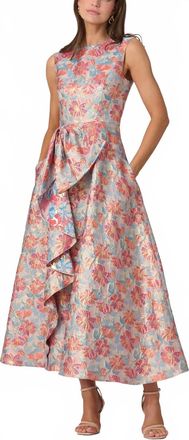 Shoshanna Lena Midi Dress In Coral Multi
