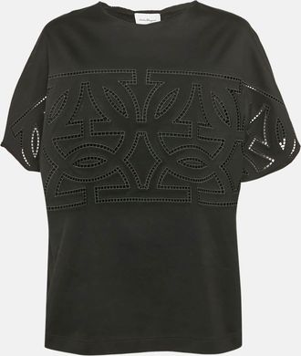 Ferragamo Black Jersey Cut-Out Detail Top