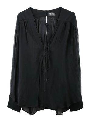Dondup Chiffon Blouse Shirt Sleeves - Black