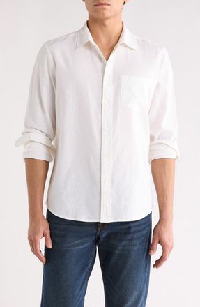 14th & Union Solid Linen & Cotton Button-Up Shirt in White at Nordstrom Rack, Size Xx-Large