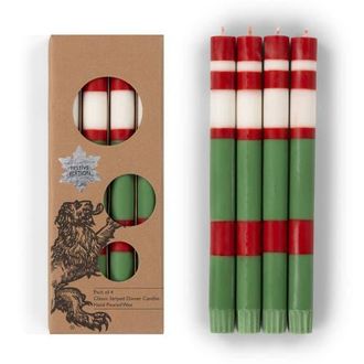 British Colour Standard Striped Dinner Candles Holiday Set - Set of 4 in Emerald & Red at Nordstrom