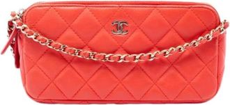 Chanel Pre-owned Quilted Lambskin Crossbody - Dames - Vintage Schoudertas - Oranje - ONE Size - Vintage