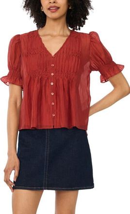 Vince Camuto Pintuck Chiffon Top in Rust 242 at Nordstrom, Size Xx-Small