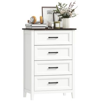 OEM C&oacute;moda Dormitorio Estrecho Y Alto Con Encimera Efecto Madera Cajonera Para Espacios Peque&ntilde;os 60x35x87 Cm Blanco