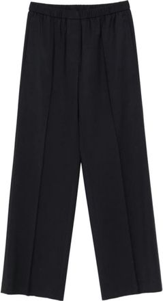 PESERICO Broek met elastische tailleband en persvouw - Dames - Straight fit broeken - Blauw - L - Broeken