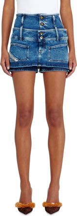 Diesel Denim mini skort with double waist - Shorts - Woman - Blue