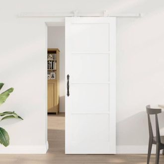 vidaXL Vidaxl Puerta Corrediza Con Juego De Herrajes Blanca 73.5x198.5 Cm Madera Maciza De Pino