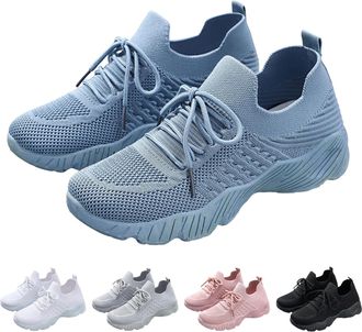 Generic Womens Athletic Walking Shoes Slip On Casual Mesh Tennis Workout Sneakers Ladies Lace Up Breathable Sport Sock Shoes Outdoor Fashion Sneakers for Wome