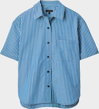 Rag & Bone Connie Short-Sleeve Striped Poplin Shirt