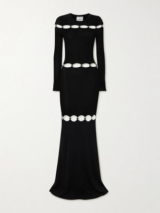 Isabel Marant Abito Maxi Cut-out In Maglia Con Decorazioni Elmire - Nero