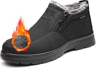 Generic Winter Shoes Mens Orthopedic Warm Snow Boots Non-Slip Winter Fleece Shoes Winter Fur Lined Boots with Side Zip