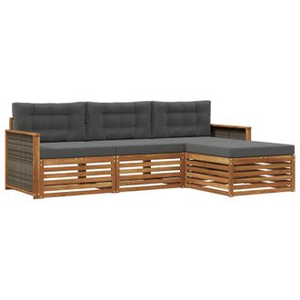 vidaXL Conjunto De Sof&aacute;s De Exterior Con Coj&iacute;n Natural Y Antracita Vidaxl