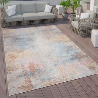 Paco Home Paco Home - Alfombra Exterior Interior Terraza Cocina Vintage Pastel Motivos Abstractos &Oslash; 160 Cm Redon, Multicolor 2
