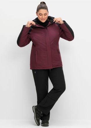 Sheego Outdoorjacke SHEEGO, Damen, Gr. 40, rot (bordeaux, schwarz), 94% Polyester, 6% Elasthan, Wattierung:100% Polyester, gemustert, mehrfarbig, Jacken Outd