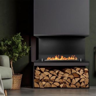 Dmora Chimenea De Bioetanol Novaledo, Capacidad 1.5 Lt, &Aacute;rea Calentable 30 M2, Potencia 3 Kw, 90x24x45h Cm Negro