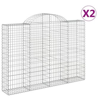 Berkfield Home Arched Gabion Baskets 2 pcs 200x30x140/160 cm Galvanised Iron in Silver