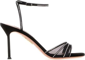 Aquazzura Black Mesh Ankle-strap Heels