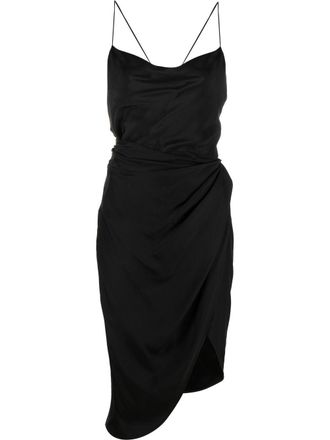 Gauge81 Shiroi gedrapeerde zijden asymmetrische jurk - Zwart