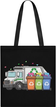Generic Garbage Truck Trash Can With Load of Love Tote Bag for Women Men Shoulder Bags Purses Pouch Handbags