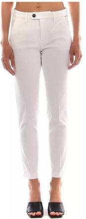 Roy Rogers Witte enkel-lengte broek met zijsplit - Dames - Slim Fit Broeken - Wit - W25 - Katoen - Broeken