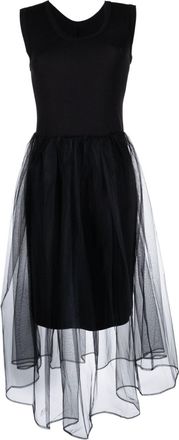 JNBY sleeveless tulle-panel dress - women - Polyester - L - Black