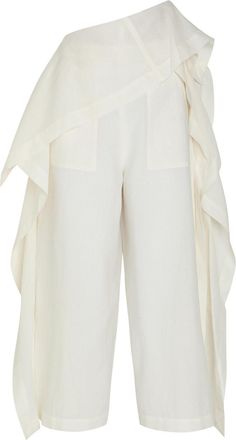 Issey Miyake Draped Wide-leg Paper-blend Trousers - White - 2