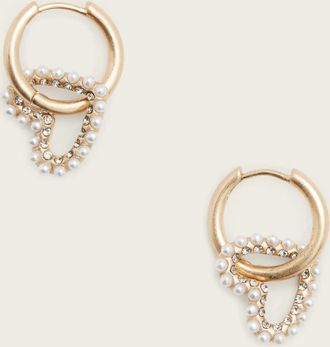 AllSaints Womens Brass Vida Heart Beaded Hoop Earrings, Size: One Size