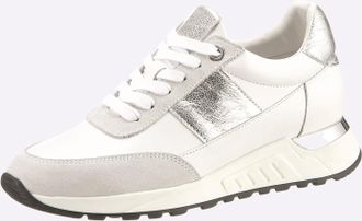 Heine Sneaker HEINE, Damen, Gr. 36, silber (wei&szlig;, silberfarben), Glattleder, Leder, Veloursleder, Schuhe Sneaker