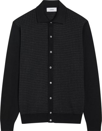Lardini Houndstooth Wool Cardigan - Black - Xxxl