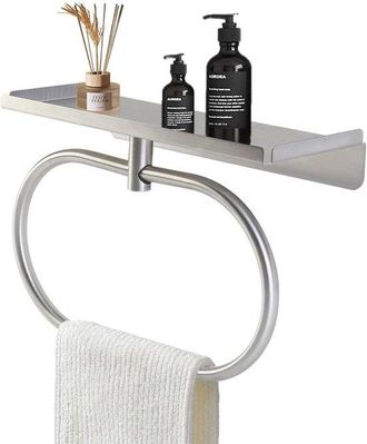 No Brand Toallero, Aro Para Toallas De Acero Inoxidable 304, Toallero De Pared Sin Taladro, Toallero Ovalado Cepillado Para Ba&ntilde;o, Cocina, Sala De Estar