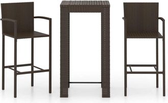 vidaXL Muebles De Bar De Jard&iacute;n 3 Pzas Rat&aacute;n Pe Reposabrazos Marr&oacute;n Vidaxl