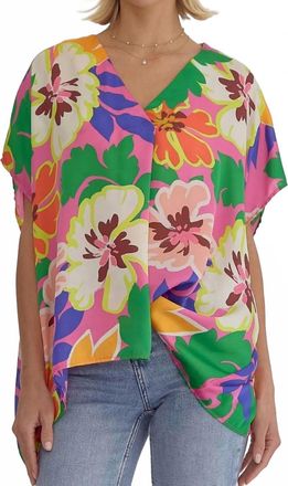 Entro Bright And Cheery Floral Top In Multi