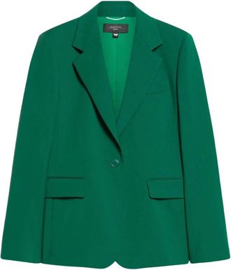 Max Mara Blazer Lamine - Dames - Blazers - Groen - M - Leer - Jassen