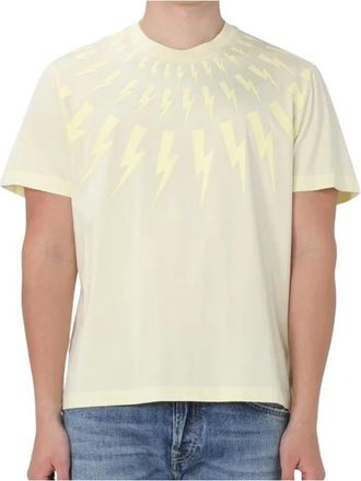 Neil Barrett Gele T-shirts en Polos - Heren - T-shirts - Geel - XL - Katoen - Tops
