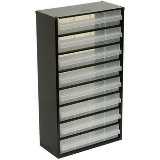 Loops 305 x 155 x 555mm 8 Drawer Parts Cabinet - BLACK - Wall Mounted / Standing Box