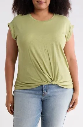 Sanctuary Knotted Muscle Tee in Bamboo Green at Nordstrom Rack, Size 2X