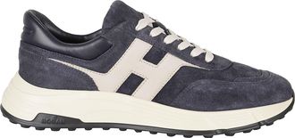 Hogan Blue Hyperlight Suede Smooth Leather Rubber Sole Sneakers