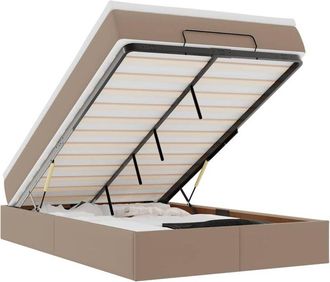 vidaXL Estructura Cama Otomana Colch&oacute;n Cappucino Cuero Sint&eacute;tico Vidaxl