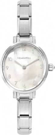 Nomination Womens Oval Mother Of Pearl Watch In Silver/ White