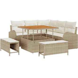 vidaXL Vidaxl - Conjunto De Sof&aacute; De Jard&iacute;n Con Coj&iacute;n 8 Pcs Beige Polirat&aacute;n