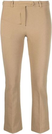 Max Mara Zand Beige Geknipte Katoenen Broek - Dames - Vrijetijds broeken - Bruin - S - Katoen - Broeken